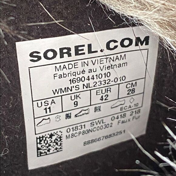 SOREL Black Fur-Lined Lace-Up Waterproof Winter Boots Sz 11 Outdoor Ski Resort - Picture 8 of 16